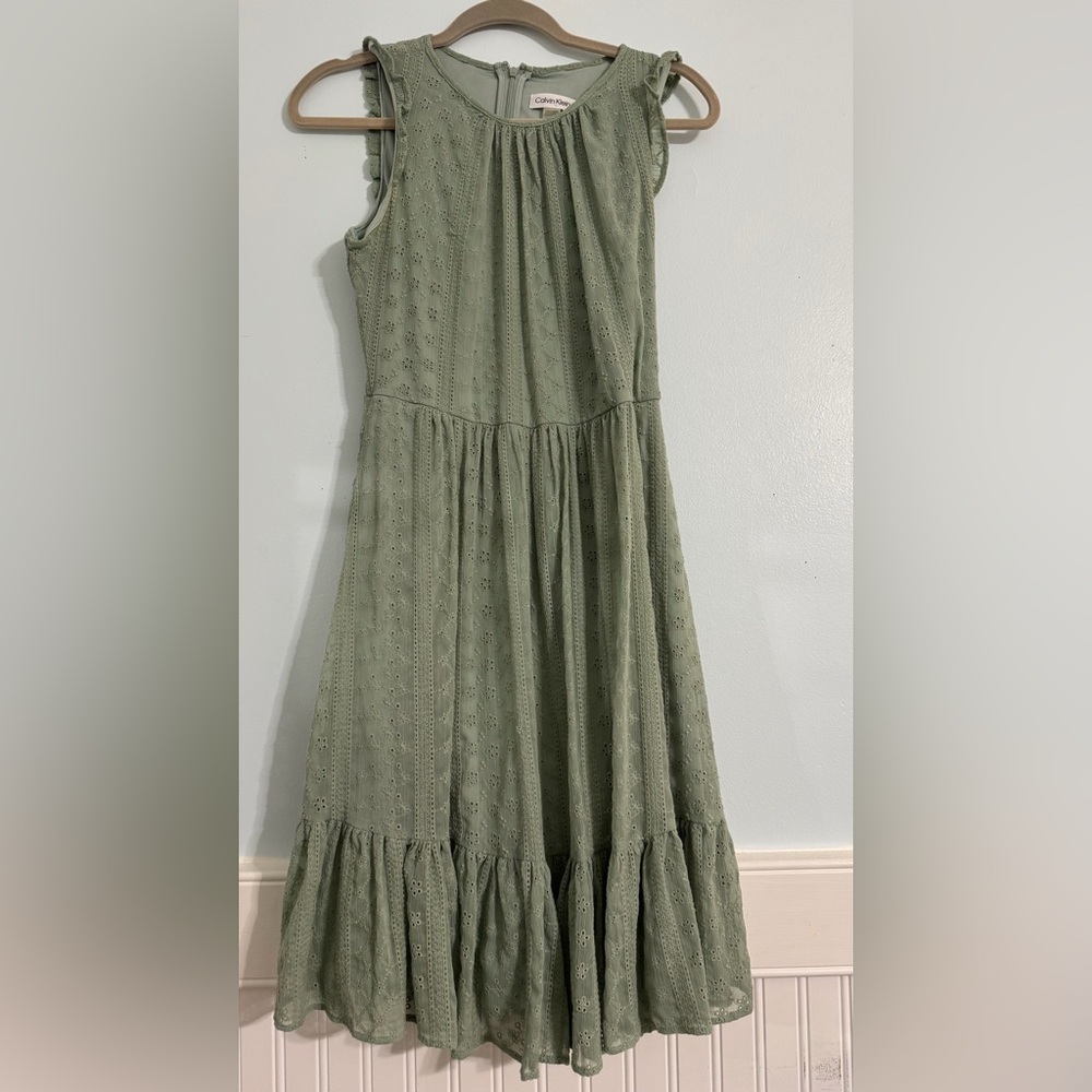 Calvin Klein Sage Green Eyelet Dress